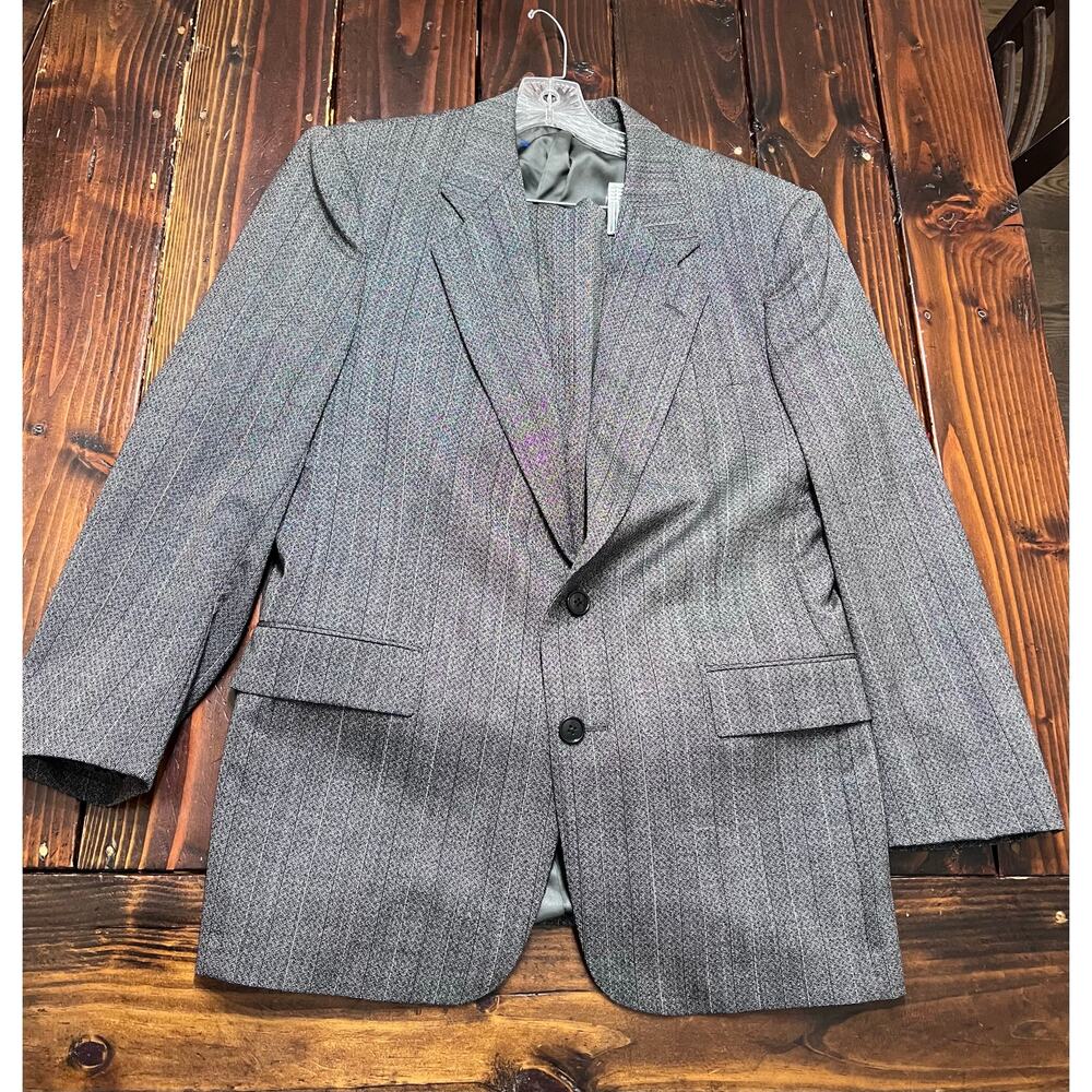 Christian Dior Monsieur Suit 41R 30x29 Gray Wool Pinstripe Made USA Vintage